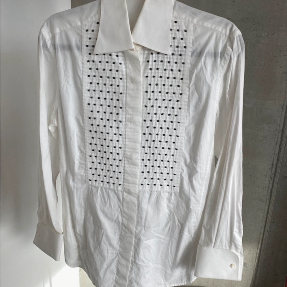Valentino White Dress Shirt with Black Embroidery